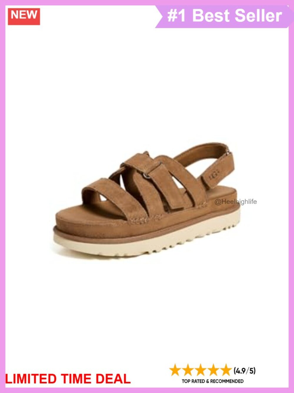 UGG Goldenstar Gleam Suede Platform Slingback Sandals Hook & Loop